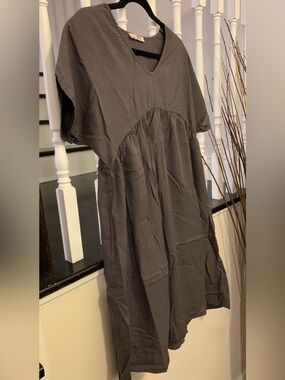 Women's Charcoal Gray V-Neck Mini Dress